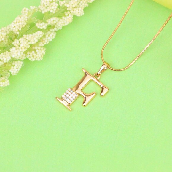 "Rose Gold F Initial Pendant with Crystal Accents for Women & Girls, XPPT1417 - Picture 3 of 13